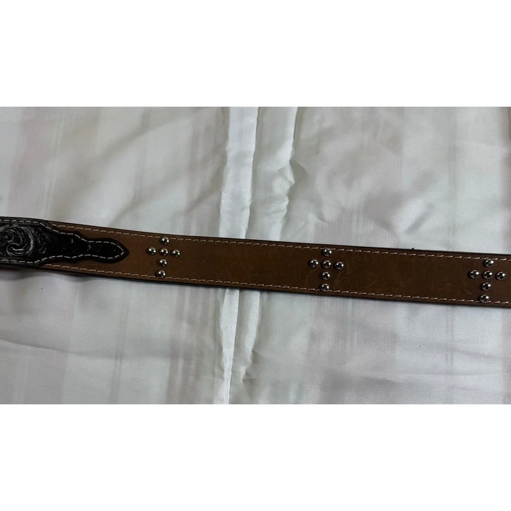 Ranger Belt Company Mens Brown Hand Tooled Leather Western Belt WB2162 Size 32